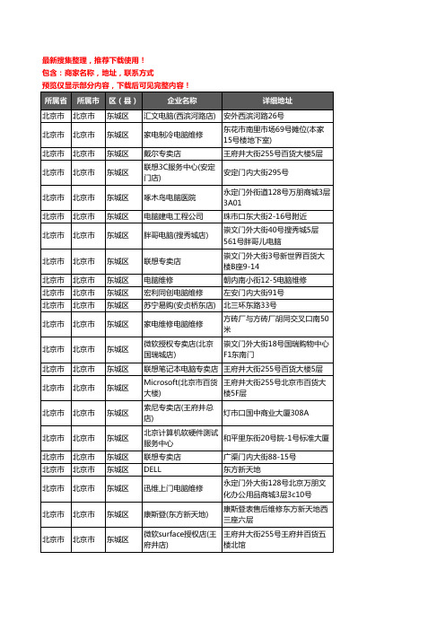 新版北京市北京市东城区电脑企业公司商家户名录单联系方式地址大全52家