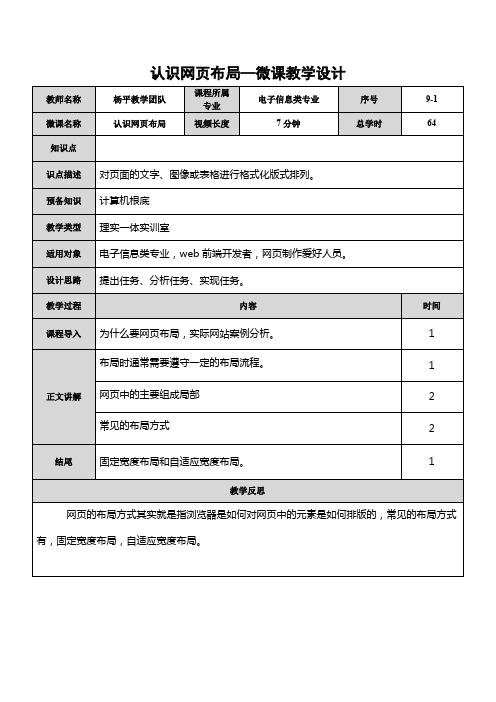 计算机网络技术专业1《网页布局-教学设计2》