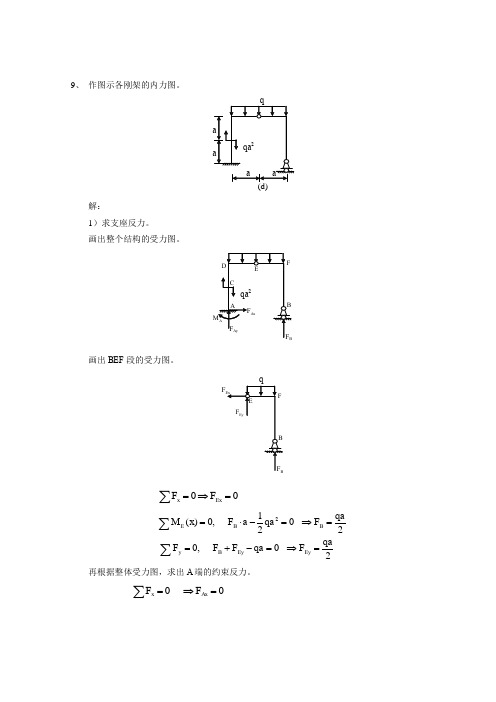 9、作图示各刚架的内力图(d图)