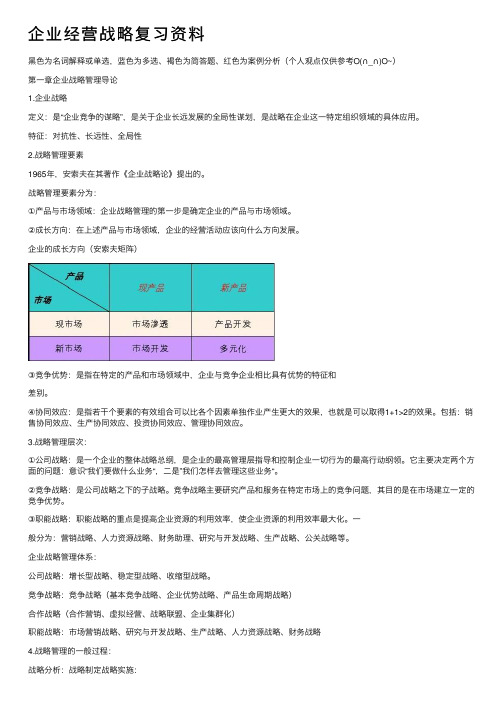 企业经营战略复习资料