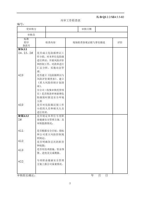 内审检查表