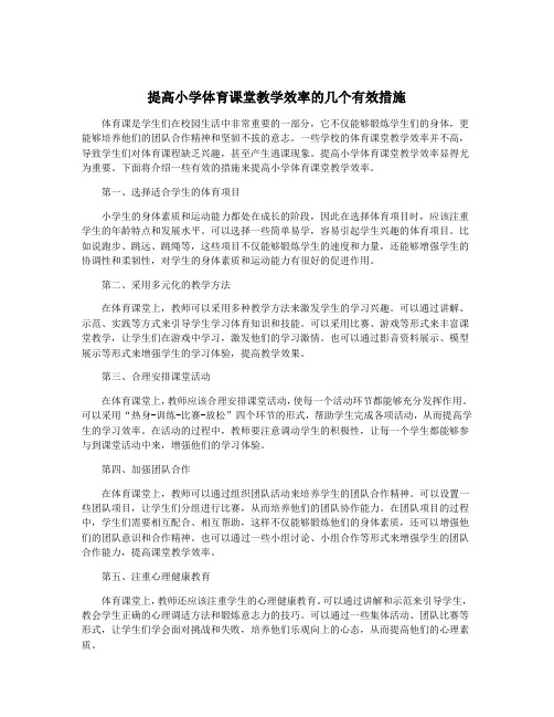 提高小学体育课堂教学效率的几个有效措施