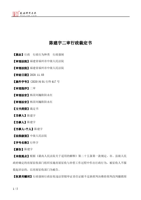 陈建宇二审行政裁定书