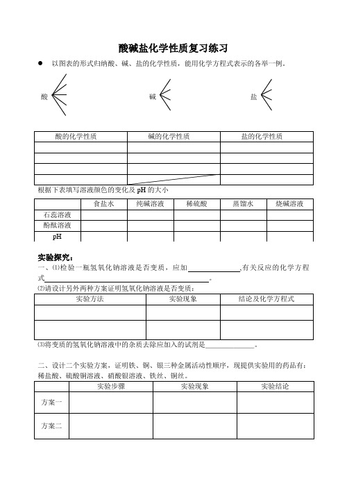 酸碱盐化学性质复习练习