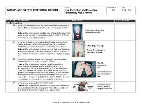 消防检查表 fire prevention checklist