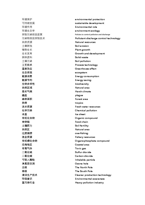 关于环保的100个单词