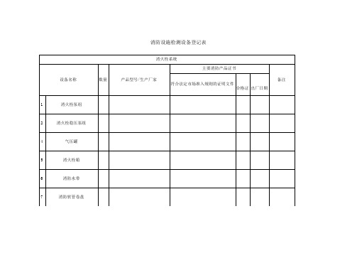 消防设施检测设备登记表