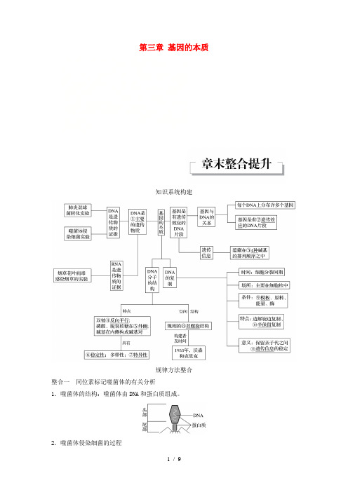 高中生物第三章基因的本质章末整合提升教学案新人教版必修