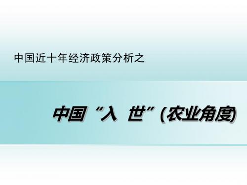 中国近十年经济政策分析之中国“入世”