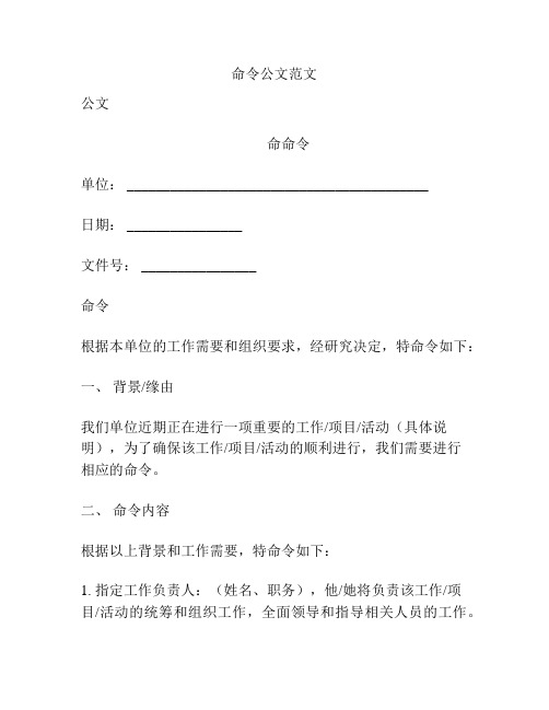 命令公文范文