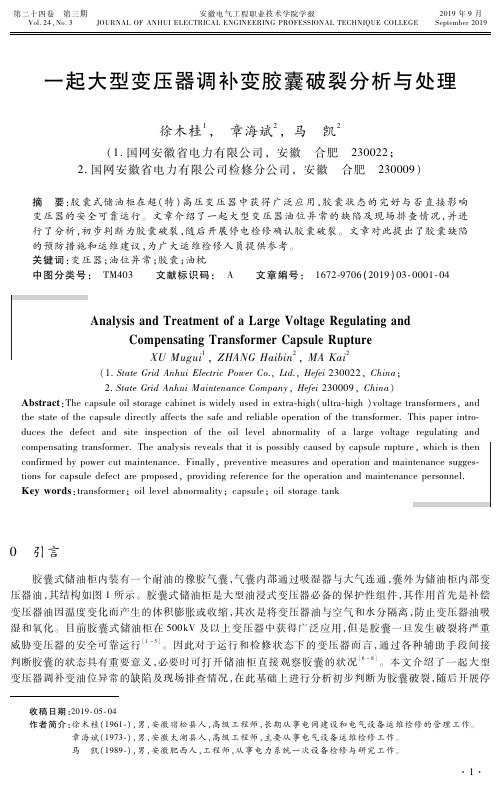 一起大型变压器调补变胶囊破裂分析与处理