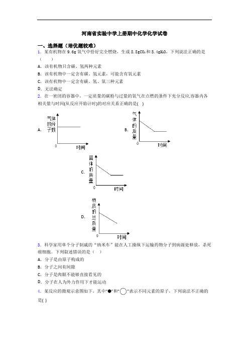 河南省实验中学初三化学上册期中化学化学试卷