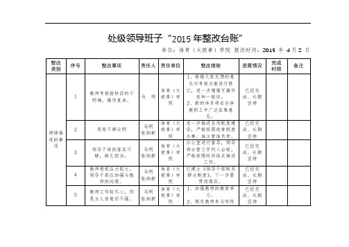 处级领导班子2015年整改台账【模板】