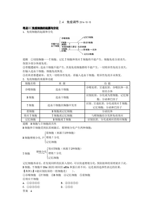 2.4  免疫调节2014-10-10(教师版纳)