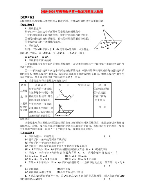 2019-2020年高考数学第一轮复习教案人教版