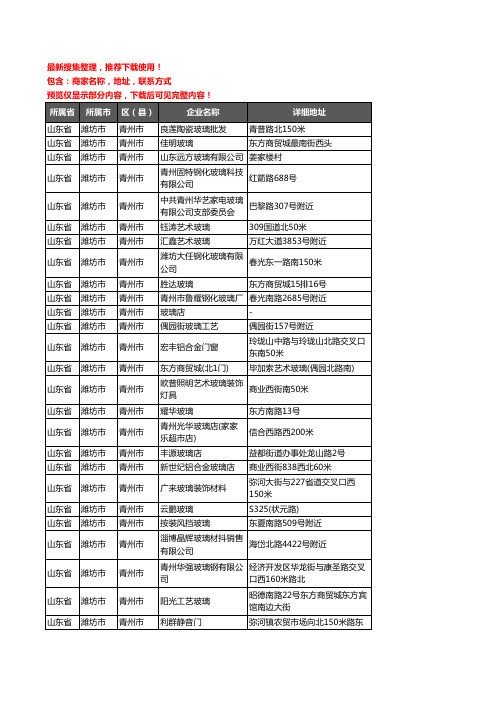 新版山东省潍坊市青州市玻璃店企业公司商家户名录单联系方式地址大全60家