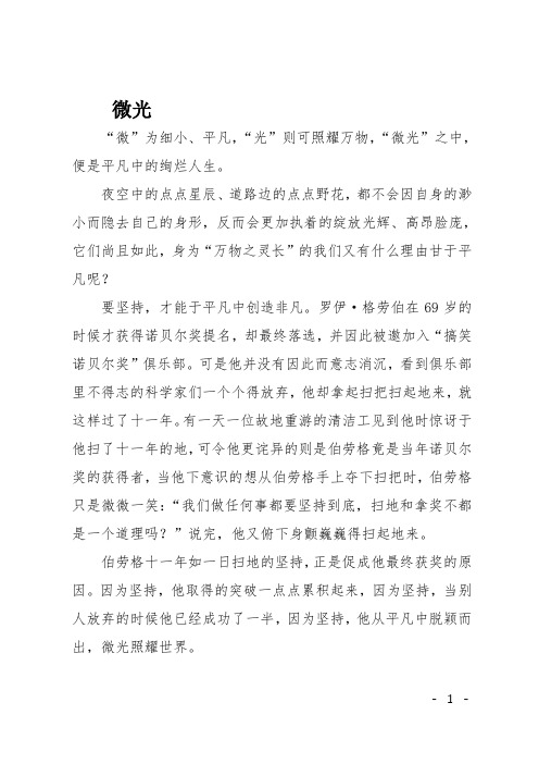 高三作文(议论文)微光