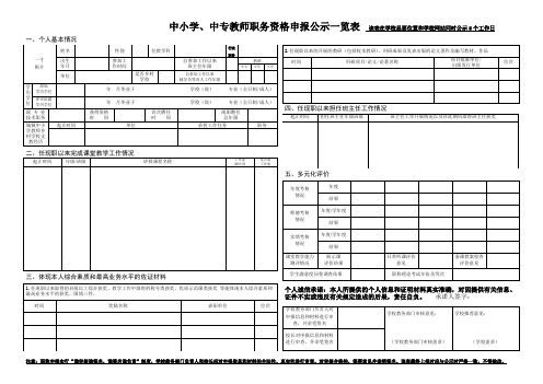 6-教师职评职称申报公示一览表