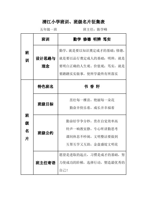 五(1)班训、班级名片