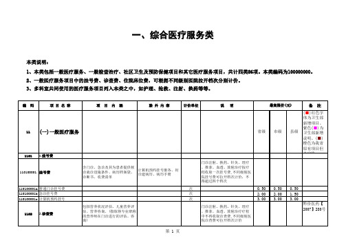 2015年最新整理《贵州省医疗服务项目收费标准4170项》2015.7.23中心通知按此执行