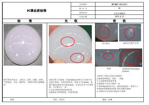 pc罩外观标准