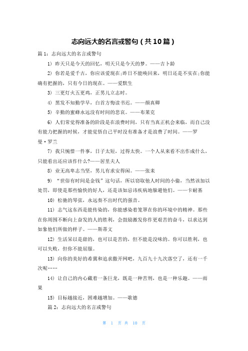 志向远大的名言或警句(共10篇)