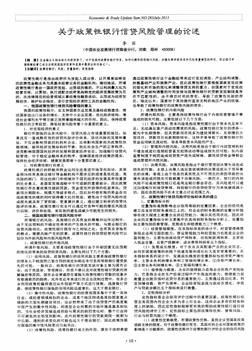 关于政策性银行信贷风险管理的论述