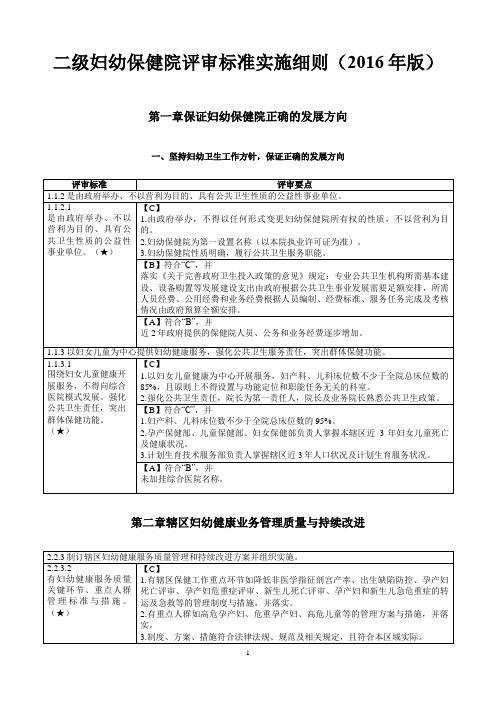 二级甲等保健院评审标准实施细则核心条款