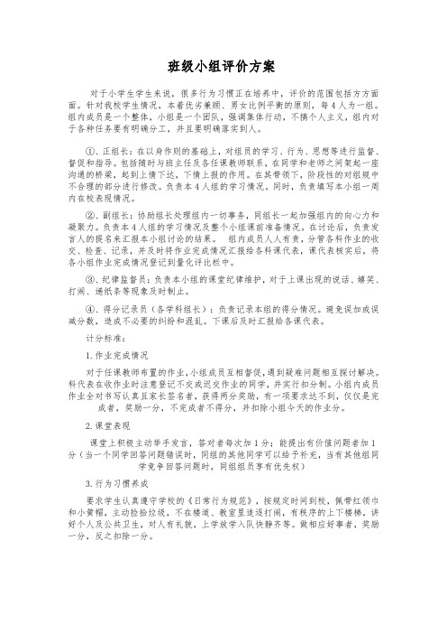 班级小组评价方案