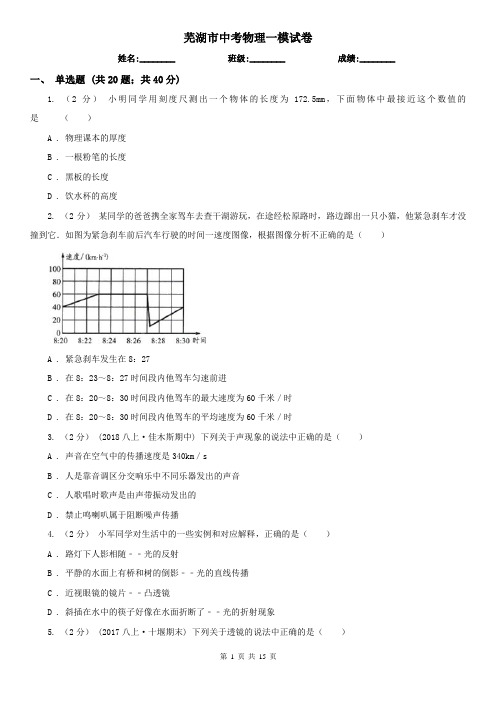 芜湖市中考物理一模试卷