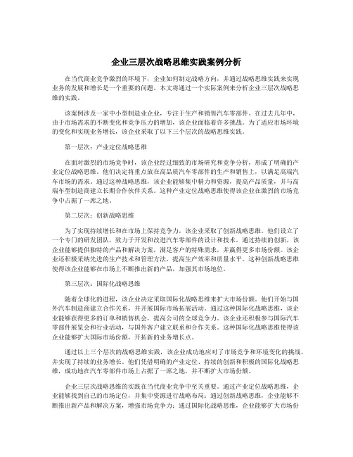 企业三层次战略思维实践案例分析