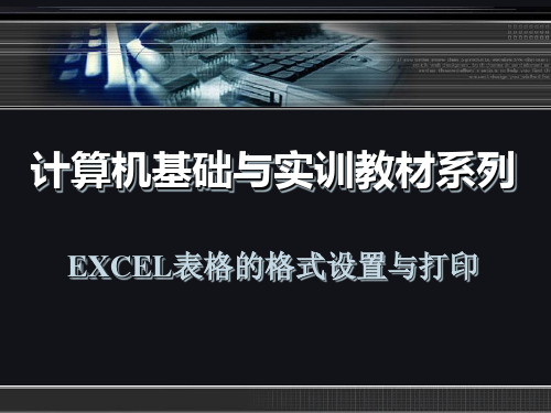 EXCEL2010表格的格式设置与打印