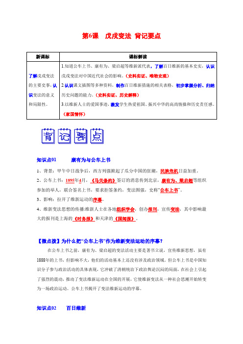 第6课  戊戌变法 背记要点清单