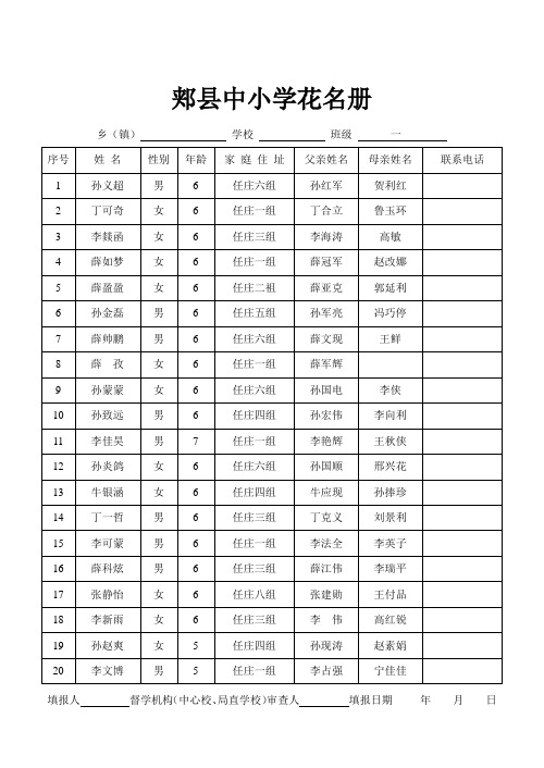 郏县中小学花名册