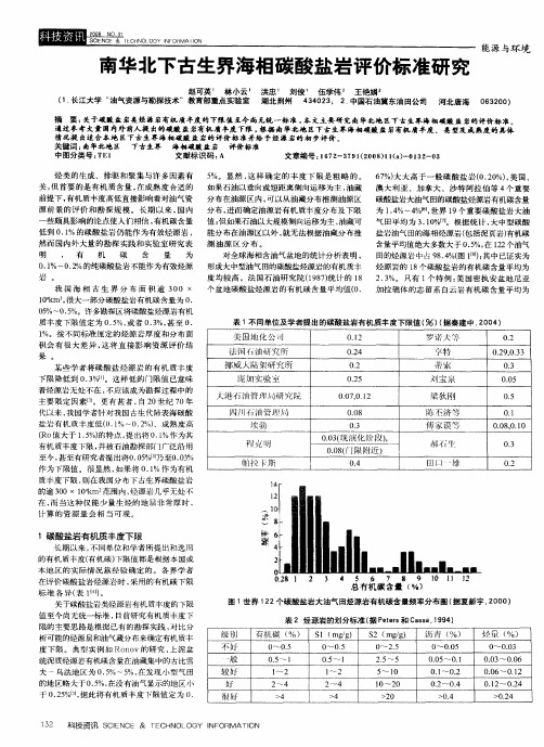 南华北下古生界海相碳酸盐岩评价标准研究