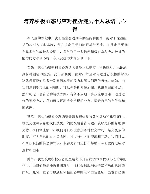 培养积极心态与应对挫折能力个人总结与心得