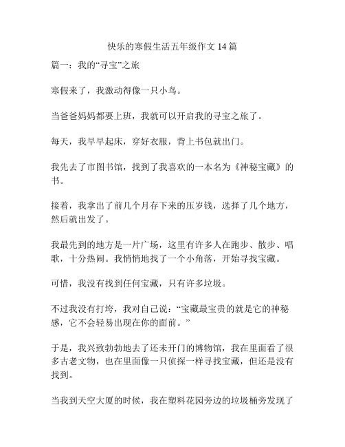 快乐的寒假生活五年级作文14篇