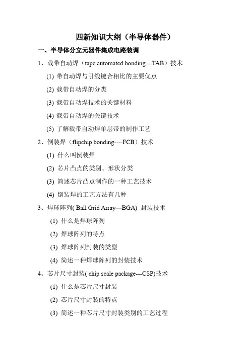 半导体分立元器件集成电路装调------“四新知识”大纲