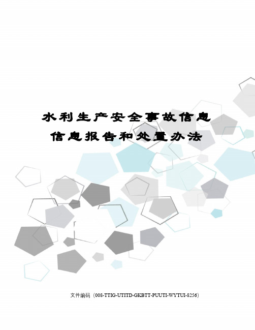 水利生产安全事故信息信息报告和处置办法