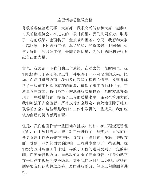 监理例会总监发言稿