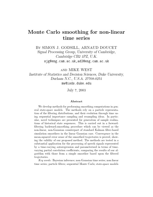 Monte Carlo smoothing for non-linear time series