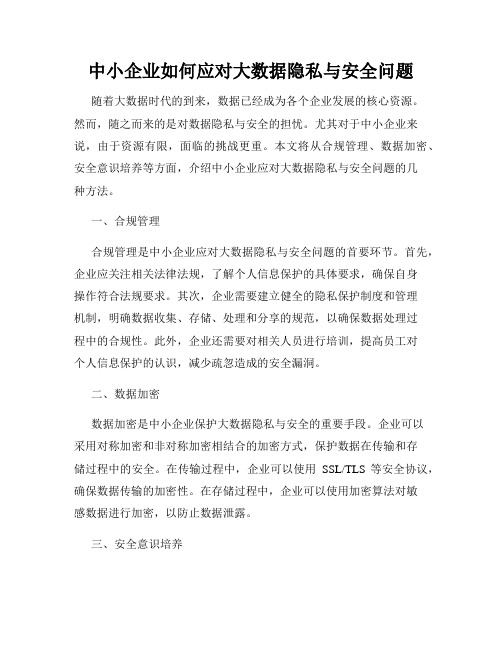 中小企业如何应对大数据隐私与安全问题