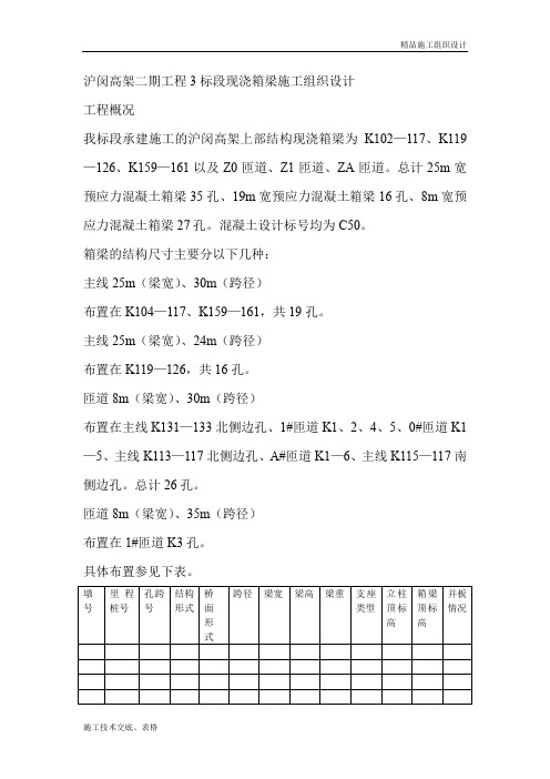 沪闵高架二期工程3标段现浇箱梁施工组织设计方案.doc