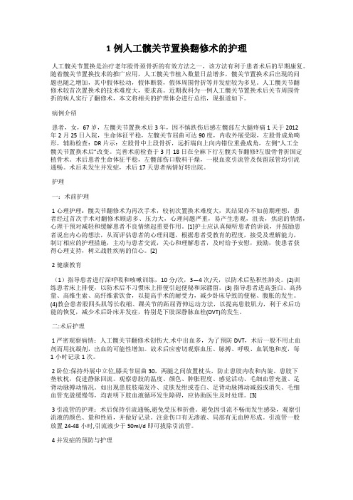 1例人工髋关节置换翻修术的护理