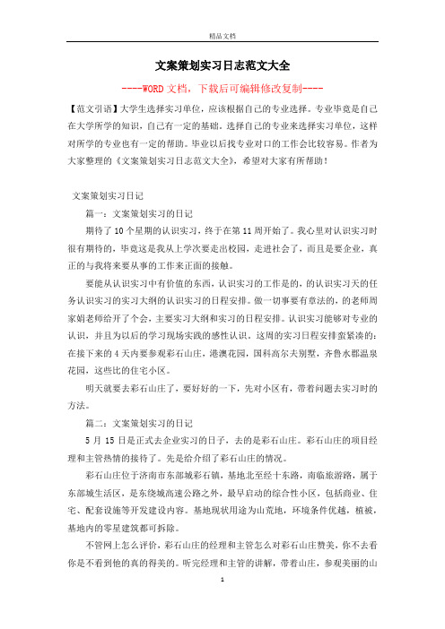 文案策划实习日志范文大全