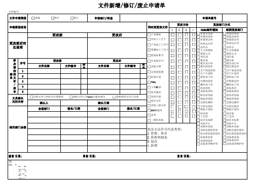 文件新增修订废止申请单