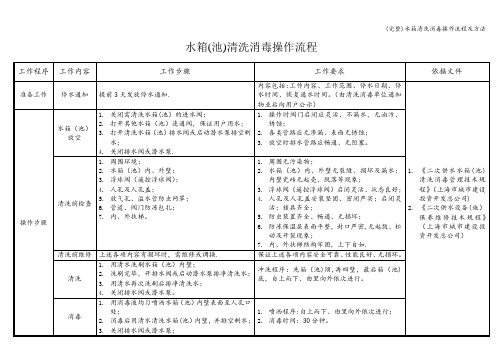 (完整)水箱清洗消毒操作流程及方法