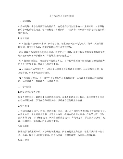 小升初的学习目标和计划