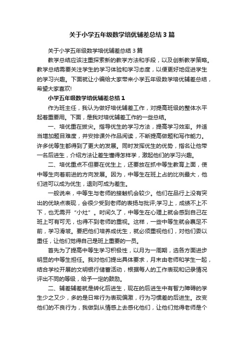 关于小学五年级数学培优辅差总结3篇