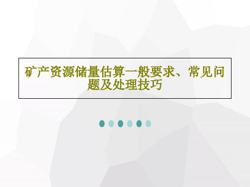 矿产资源储量估算一般要求、常见问题及处理技巧PPT共48页